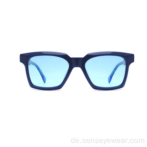 Mode Vintage UV400 Quadratische Acetat polarisierte Sonnenbrille